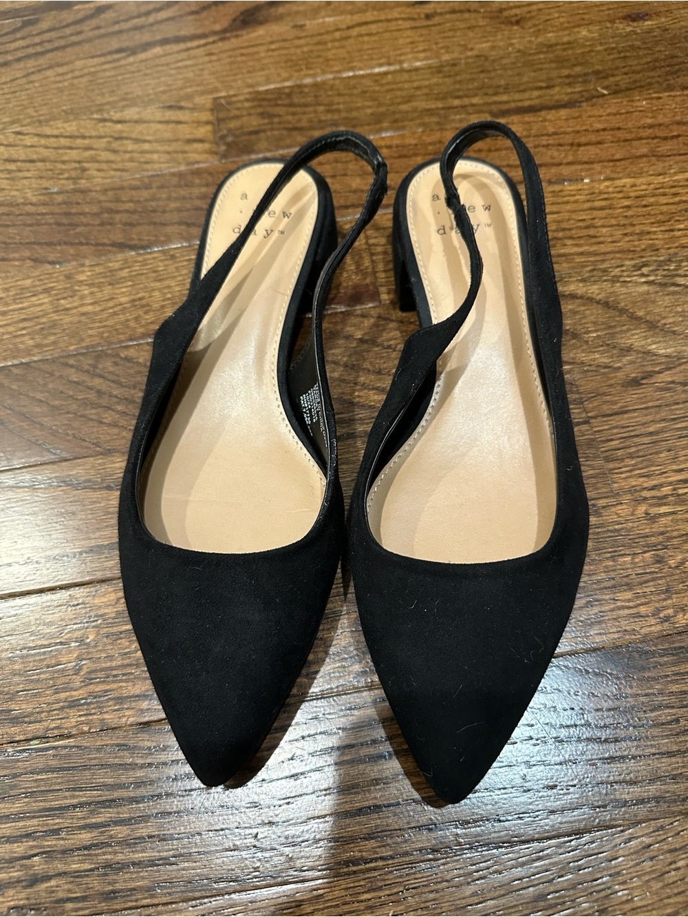 a new day Black Pointed Slingback Mules
